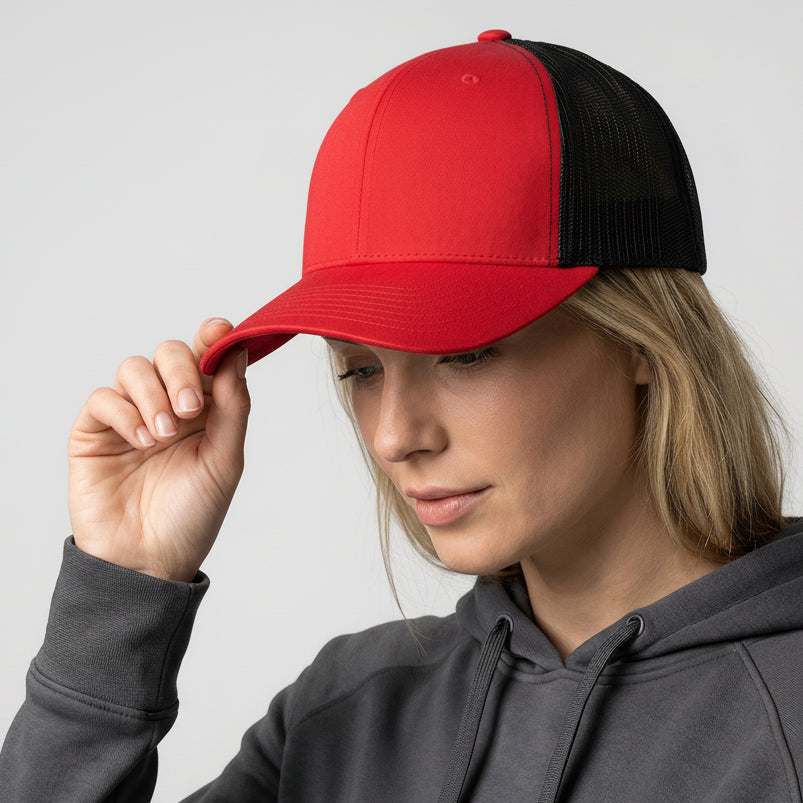 Red-Black Classic 6 Panel Mesh Back