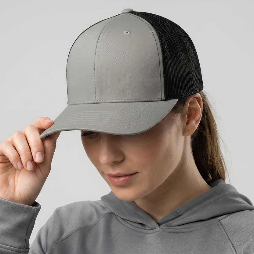 Grey-Black Classic 6 Panel Mesh Back