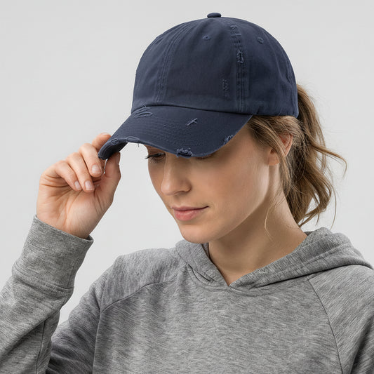 Navy Distressed Performance Cap
