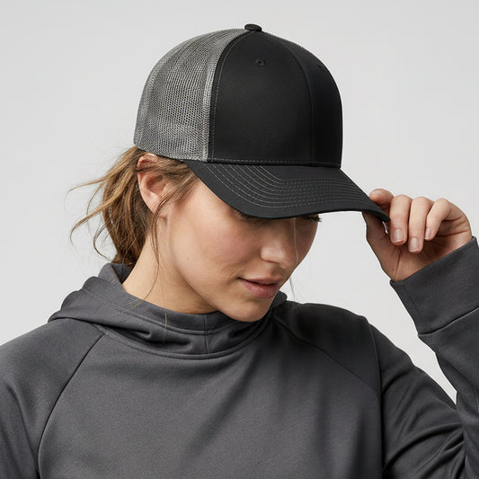 Black-Grey Classic 6 Panel Mesh Back