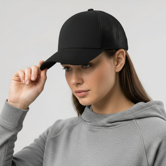 Black Classic 6 Panel Mesh Back