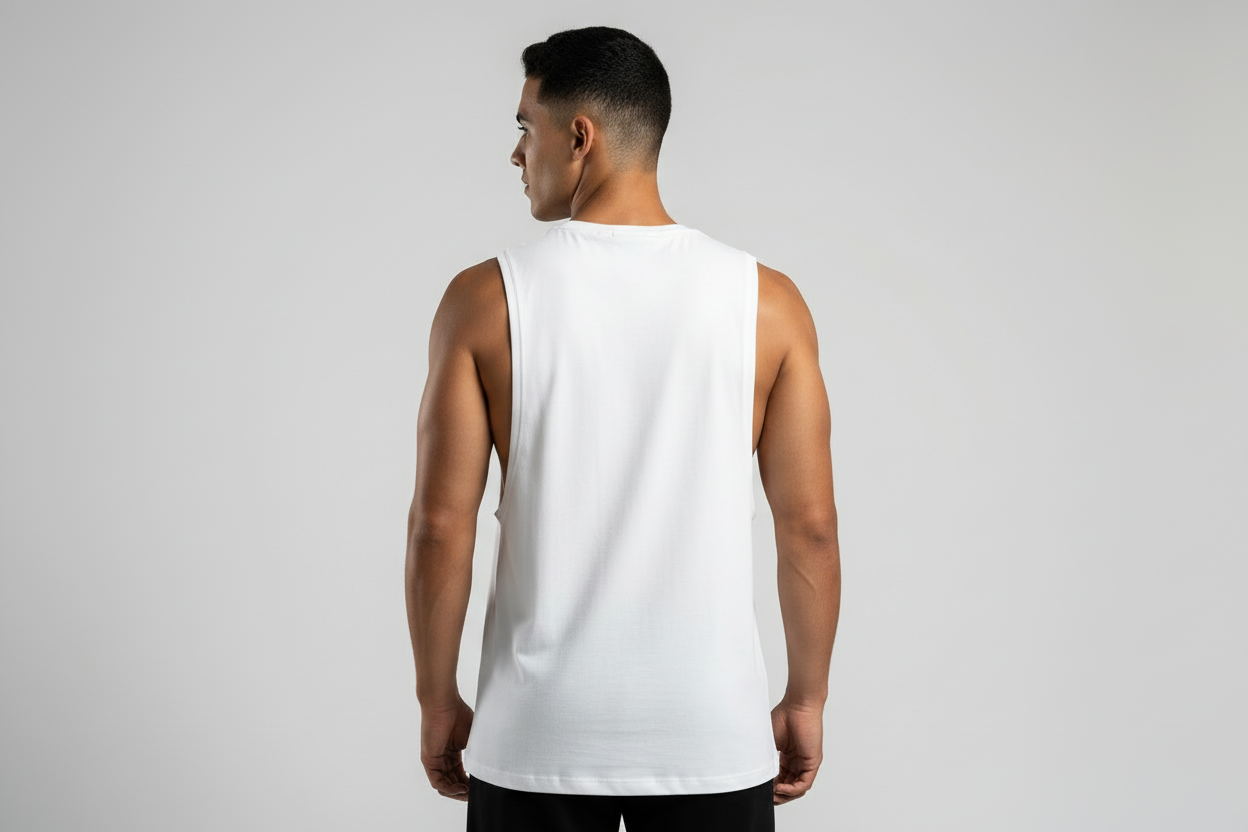 White Sleeveless Gym Muscle Tank