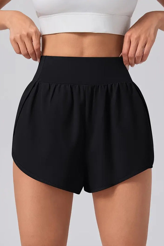 Short sport femme taille haute – Extensible, opaque, avec poches