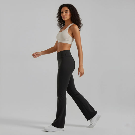 Pantalon de sport évasé taille haute