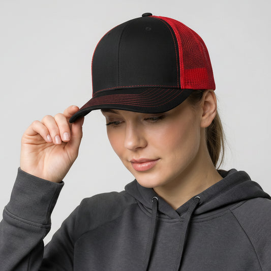 Black-Red Classic 6 Panel Mesh Back