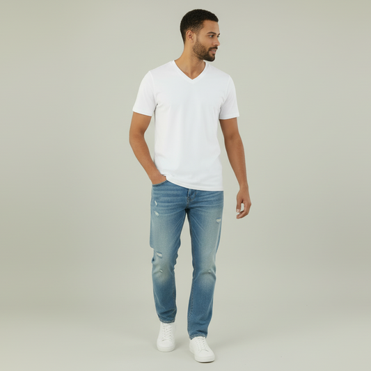 تي شيرت نسائي كلاسيك برقبة V