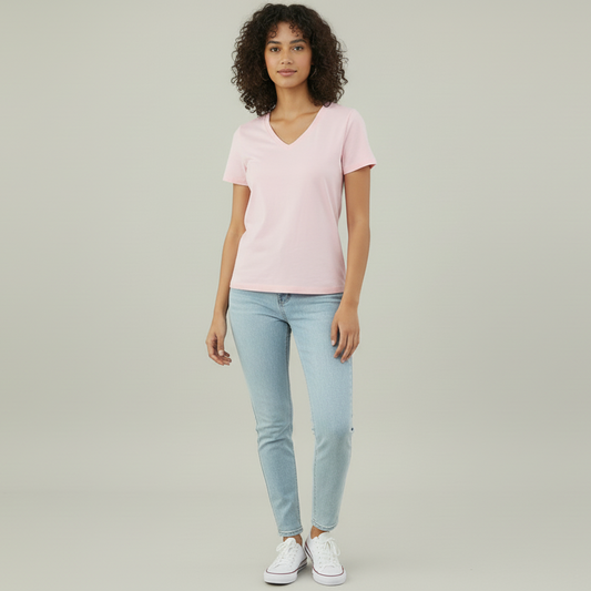 تي شيرت نسائي كلاسيك برقبة V