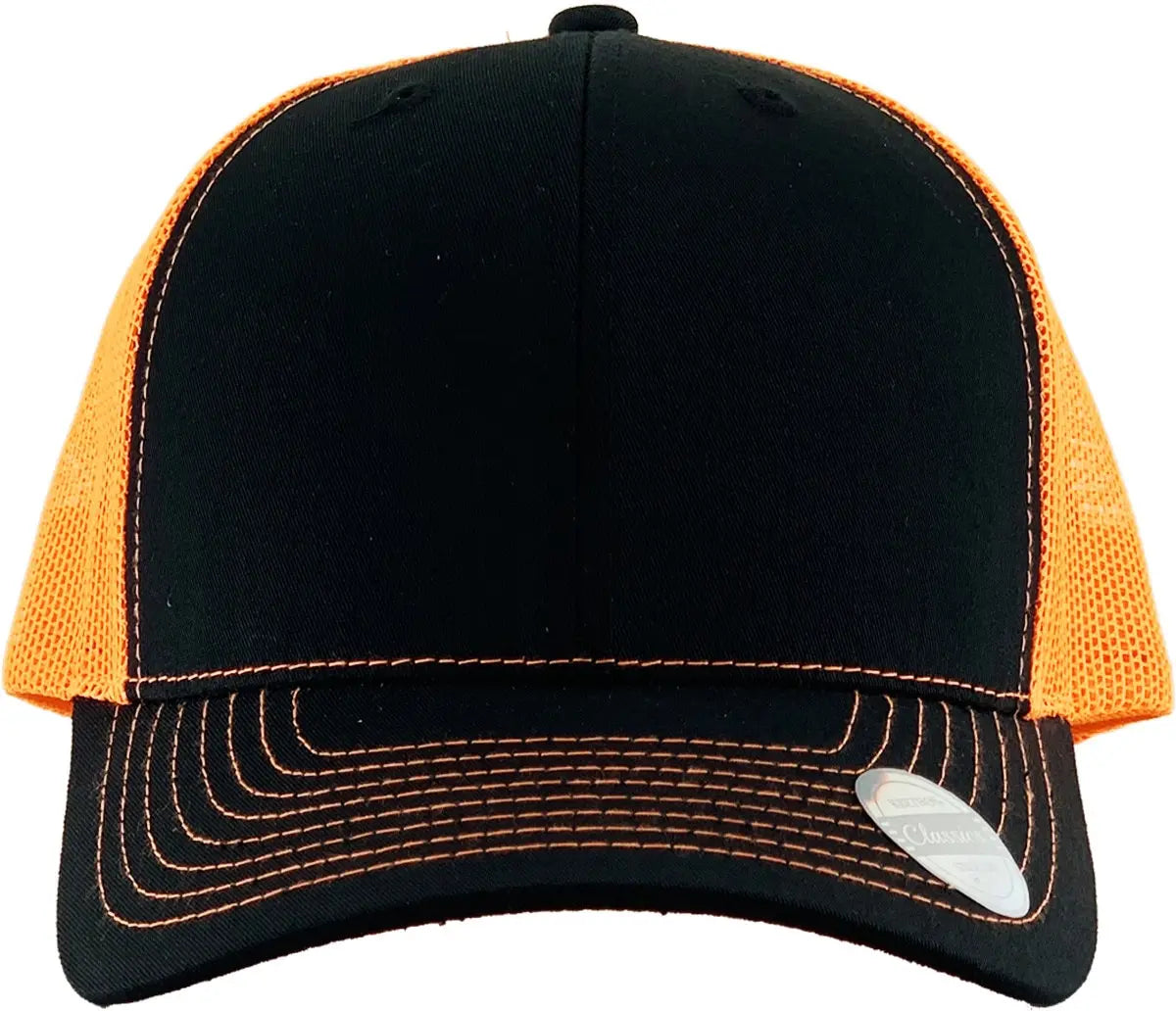Black-Orange Classic 6 Panel Mesh Back