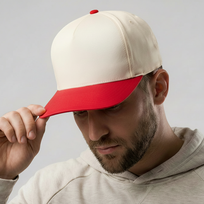 Casquette de baseball de performance blanc cassé et rouge