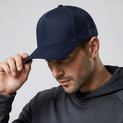Casquette 5 panneaux filet arrière bleu marine classique