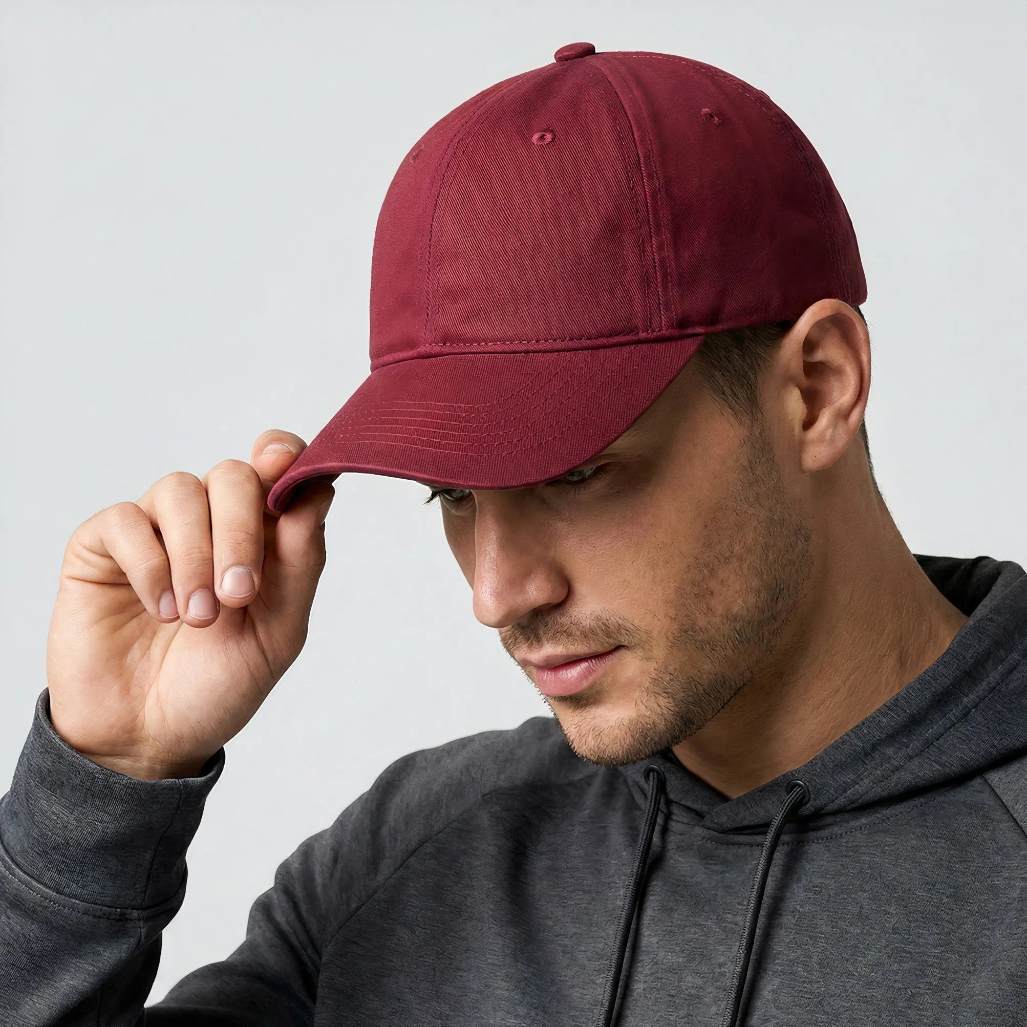 Burgundy Low Profile Baseball Cap – CASABLANK