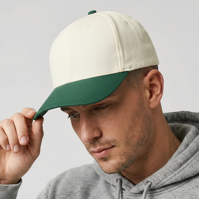 Casquette de baseball blanc cassé et vert