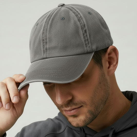 قبعة أداء مغسولة باللون الرمادي الداكن