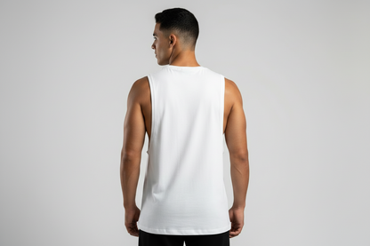 White Sleeveless Gym Muscle Tank