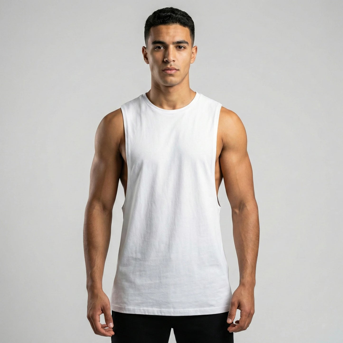 White Sleeveless Gym Muscle Tank