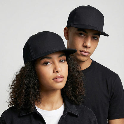 Black Structured 5 Panel Cap