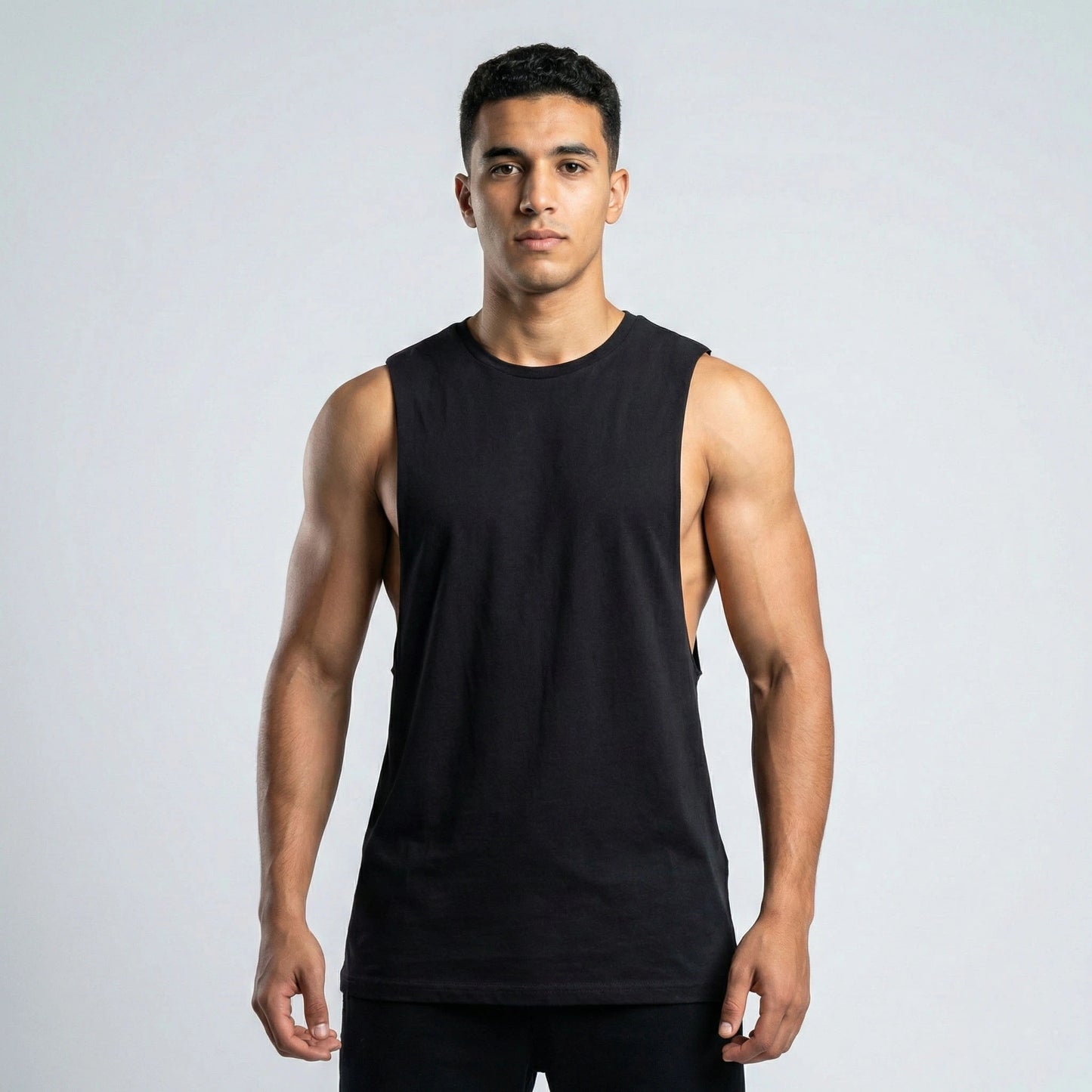 Black Sleeveless Gym Muscle Tank