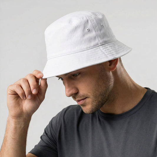 Classic White Cotton Bucket Hat