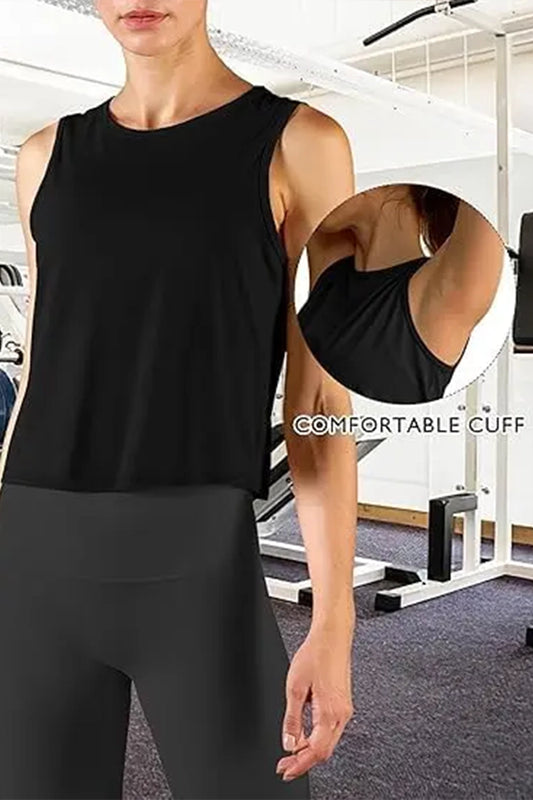 Débardeur sport femme – Col rond, uni, respirant en mesh