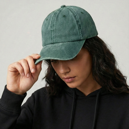 قبعة أداء باللون الأخضر الغابوي المغسول