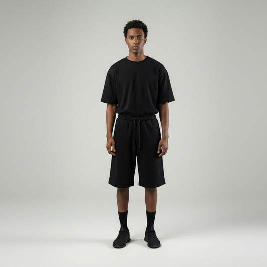 شورت رياضي طويل كلاسيكي أسود