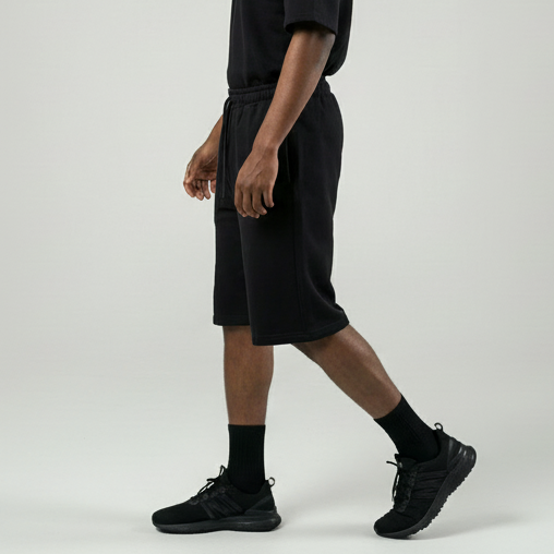 Classic Black Long Sweat Shorts