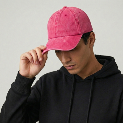 Casquette classique en coton délavé rouge