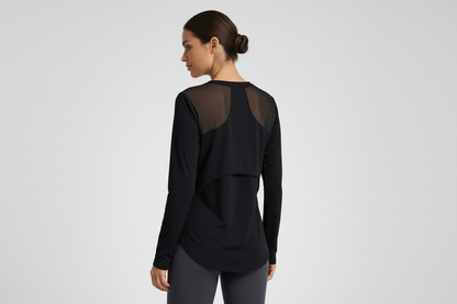 Lightweight Mesh-Back Long Sleeve Top