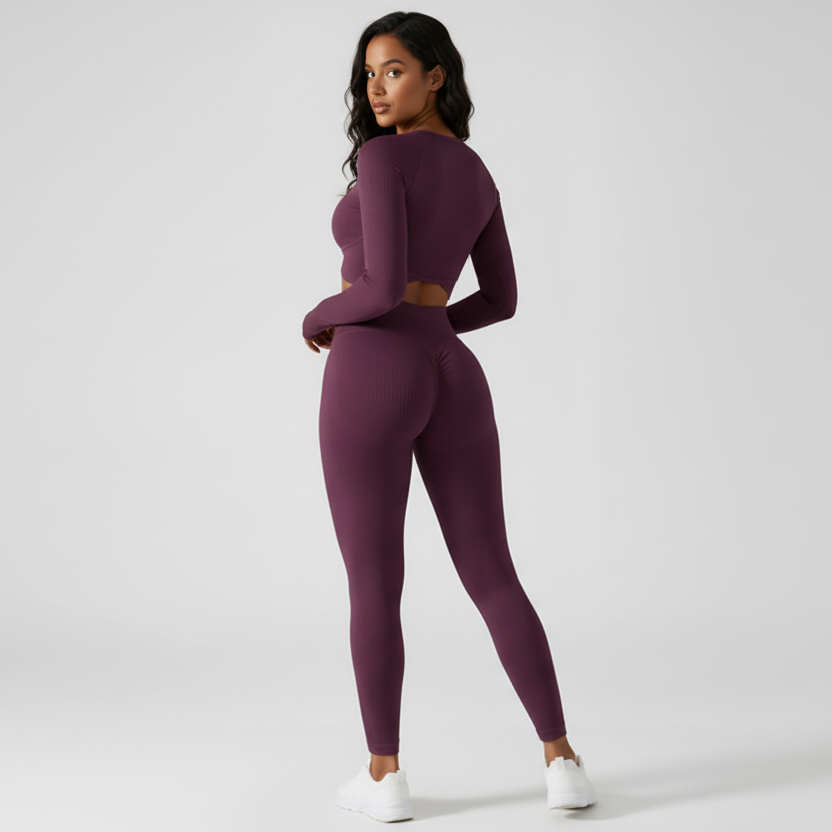 Ribbed Long Sleeve and  Active Zip Jacket