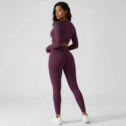 Ribbed Long Sleeve and  Active Zip Jacket